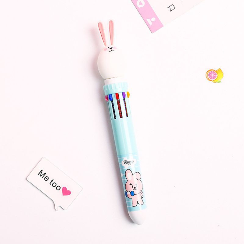 Bút Bi Bấm Hình Thỏ Dễ Thương 10 Màu Ngòi 0.5mm