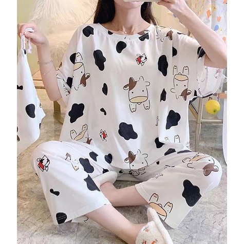 Set thun mặc nhà đồ ngủ Bò trắng DN132 (có ảnh thật)
