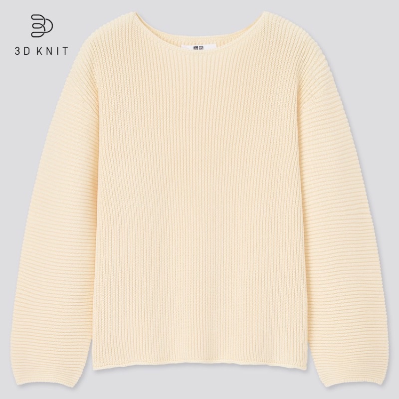 Áo len nữ cổ thuyền dòng Knit 3D dễ thương của Uniqlo