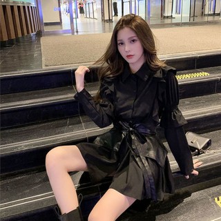 [ORDER TAOBAO] VÁY SƠ MI ĐAI DA ĐEN