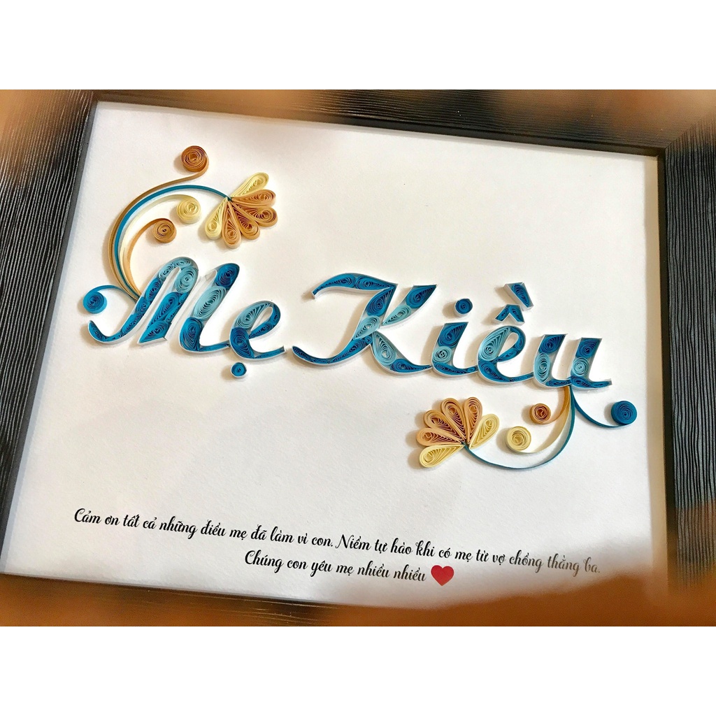 Tranh xoắn chữ handmade theo yêu cầu - Gói quà giấy kraft miễn phí.