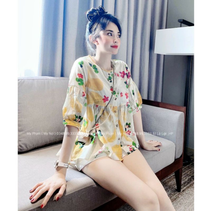 Áo babydoll hoa xinh xắn tay lỡ cá tính | BigBuy360 - bigbuy360.vn