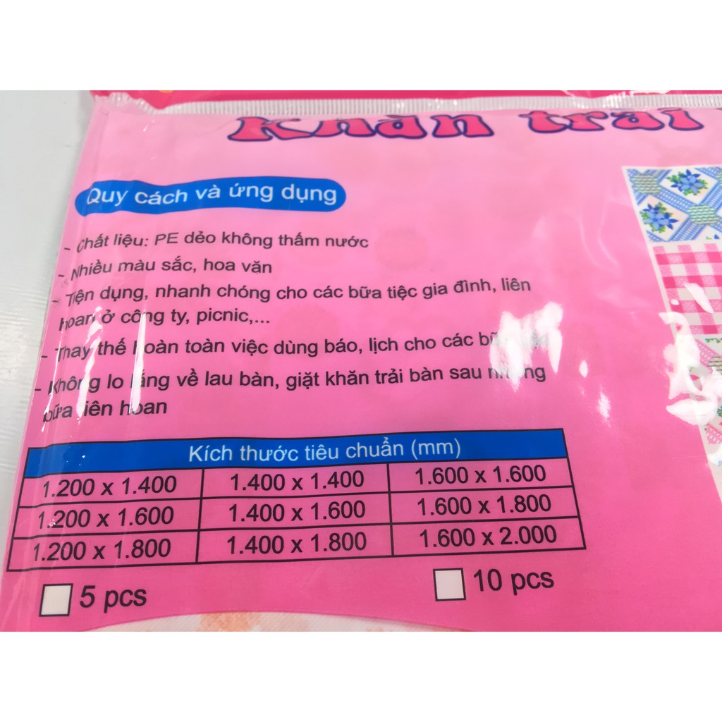 [Siêu rẻ] Khăn trải bàn nilon dùng 1 lần (10 cái/bịch) các size to nhỏ