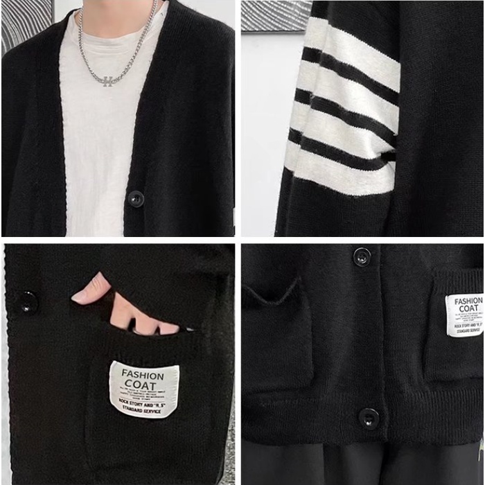 Áo khoác len cardigan cổ chữ V dáng rộng phong cách Hàn Quốc thời trang cho các cặp đôi