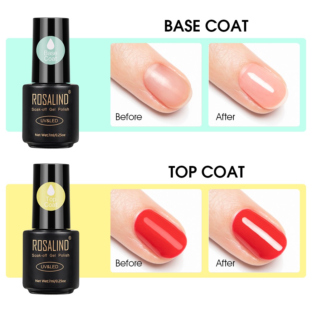 Gel Sơn Móng Rosalind 7ml Lớp Phủ Lớp Nền Sáng Bóng Đèn LED/UV Thiết Kế Móng Nghệ Thuật