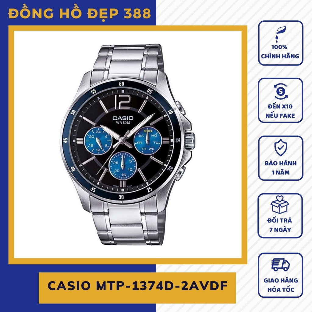 Đồng hồ nam Casio MTP dây kim loại chính hãng Anh Khuê MTP-1374D-2AVDF