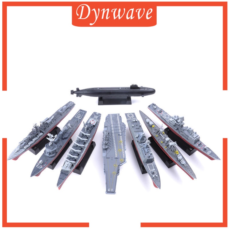 Set 8 mô hình tàu chiến 4D chưa lắp ráp tỉ lệ 1:144 trang trí nhà cửa tiện dụng