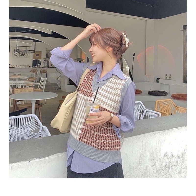 Áo gile len thổ cẩm mẫu mới siêu xinh hàng quảng châu loại 1 thích hợp cho mùa thu | BigBuy360 - bigbuy360.vn