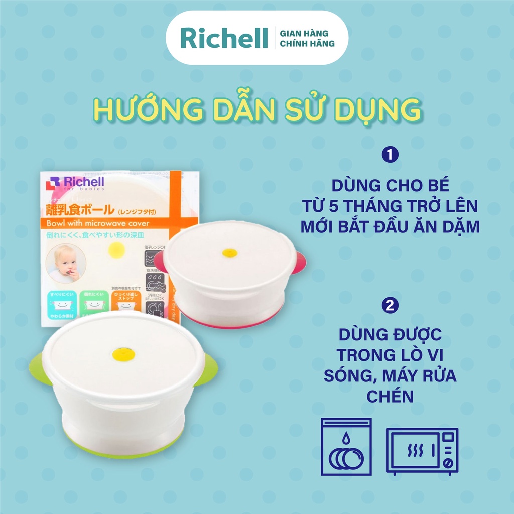 Chén ăn dặm dùng được trong lò vi sóng Richell Nhật Bản | Baby