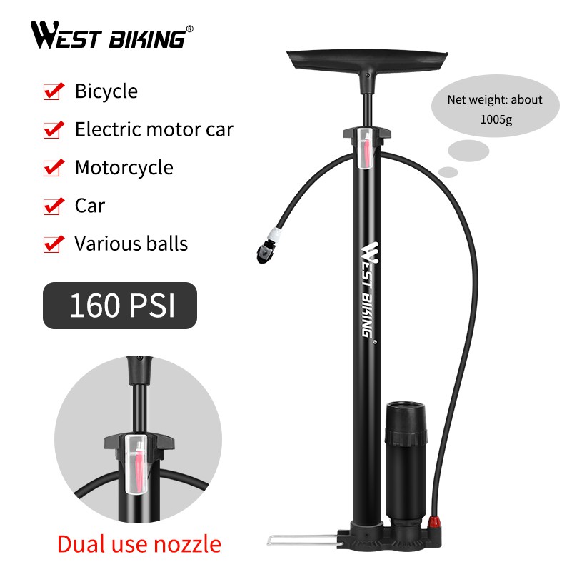 Dụng Cụ Bơm WEST BIKING Với Hai Kiểu Bơm Khí Nén Và Bơm Áp Suất Cao 120/160 Psi Dành Cho Xe Đạp Leo Núi