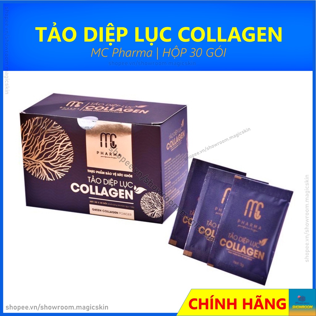 Tảo diệp lục Collagen 👍 Magic Skin Mc Pharma 👍 SÁNG DA NGỪA LÃO HÓA ✔ CHÍNH HÃNG ⏺ Hộp 30 gói
