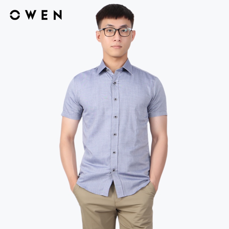 Áo sơ mi ngắn tay Nam Owen Bamboo Slim Fit Navy - AS220135N
