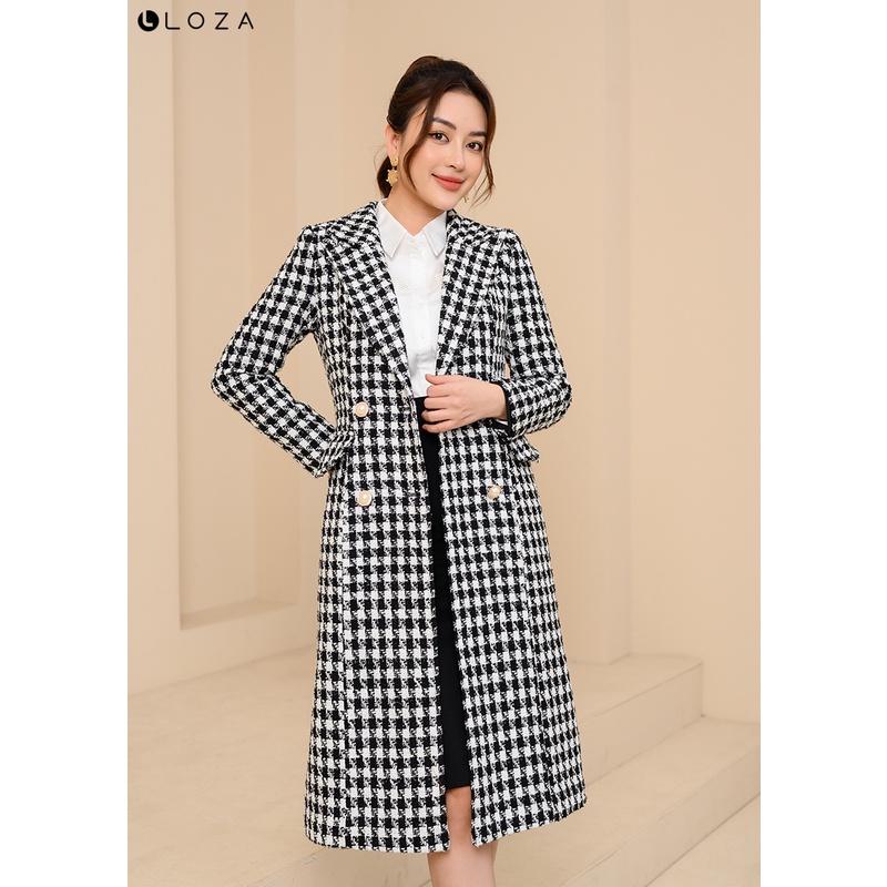 Áo khoác dạ tweed LOZA dáng dài LK111035