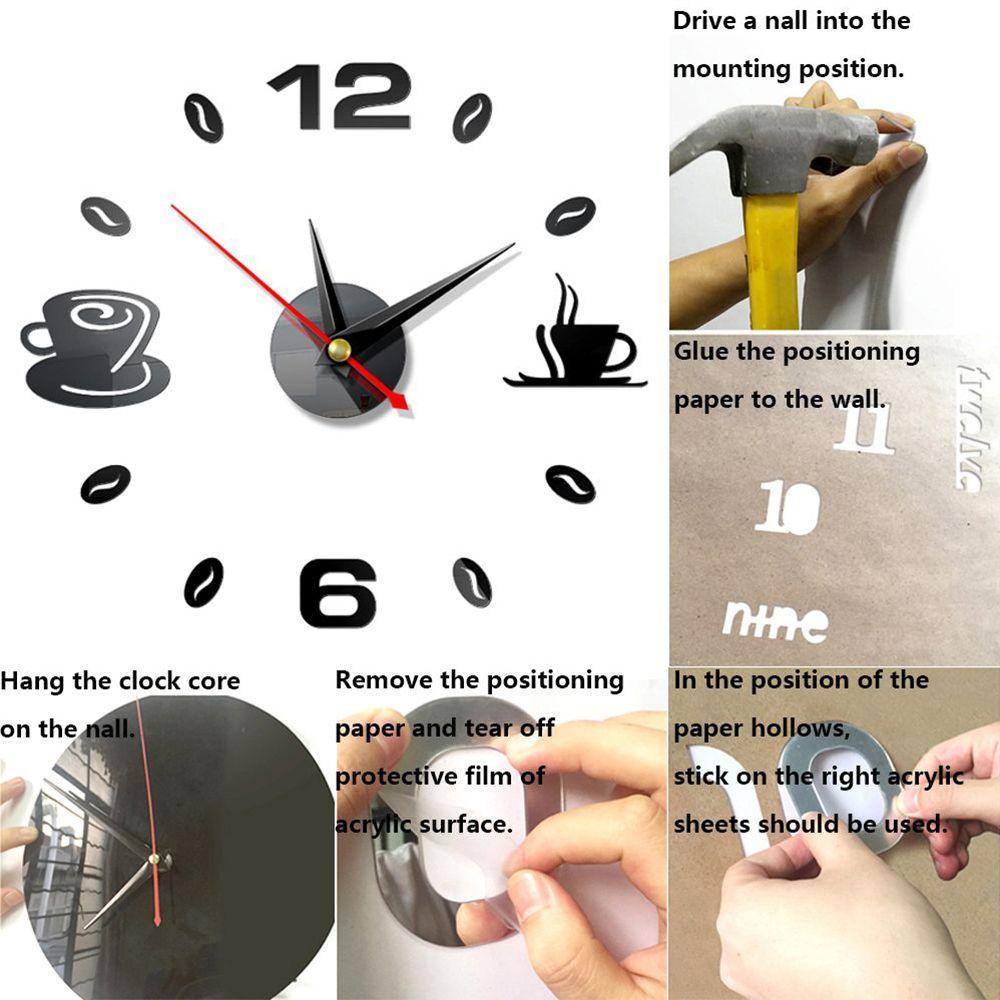 CONOPERY Đồng Hồ Dán Tường Tự Dính Kiểu Dáng Hiện Đại 3D Độc Đáo