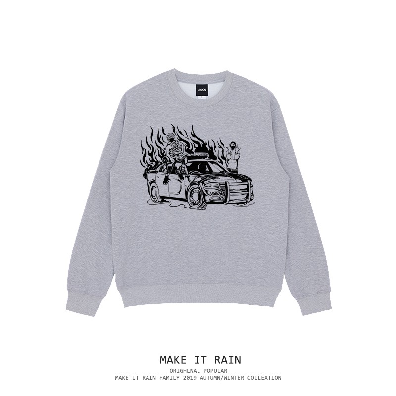 Áo nỉ nam nữ dài tay cổ tròn in hình Xe ô tô (MAKE IT RAIN)