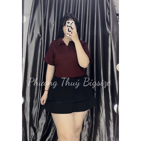 Áo polo croptop nữ bigsize tay ngắn basic chất thun gân cao cấp