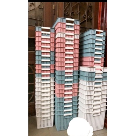 $Gia dụng tiện ích$ Rổ chữ nhật đan cao nhựa giả mây có 2 quai - giỏ đựng mỹ phẩm, quần áo, đồ chơi - giỏ nhựa tiện ích
