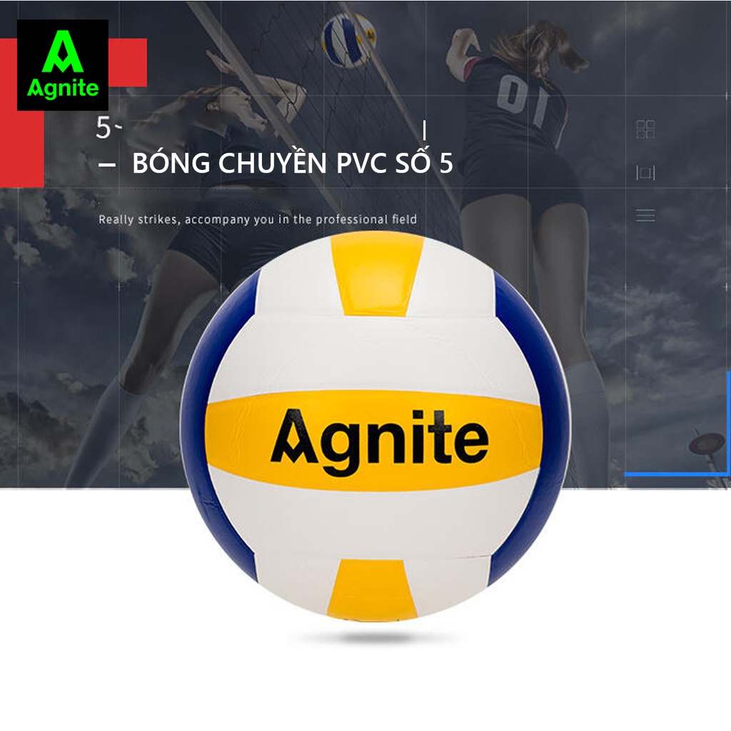 Bóng chuyền da động lực Agnite cao cấp PVC cỡ số 5 bản tiêu chuẩn, dùng cho thi đấu và tập luyện chuyên nghiệp - F1251