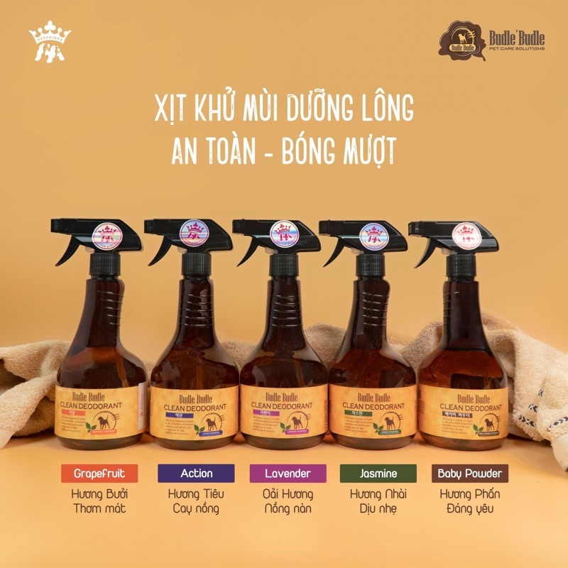 Xịt dưỡng lông khử mùi Budle Budle chai 530ml ( mùi ngẫu nhiên )