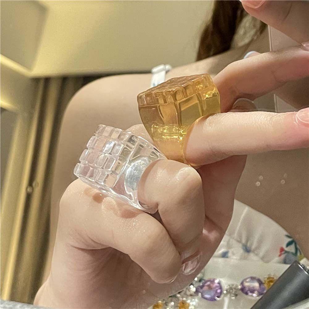 JARRED Nhẫn Nhựa Hình Vuông Dễ Thương Thời Trang Cho Nữ