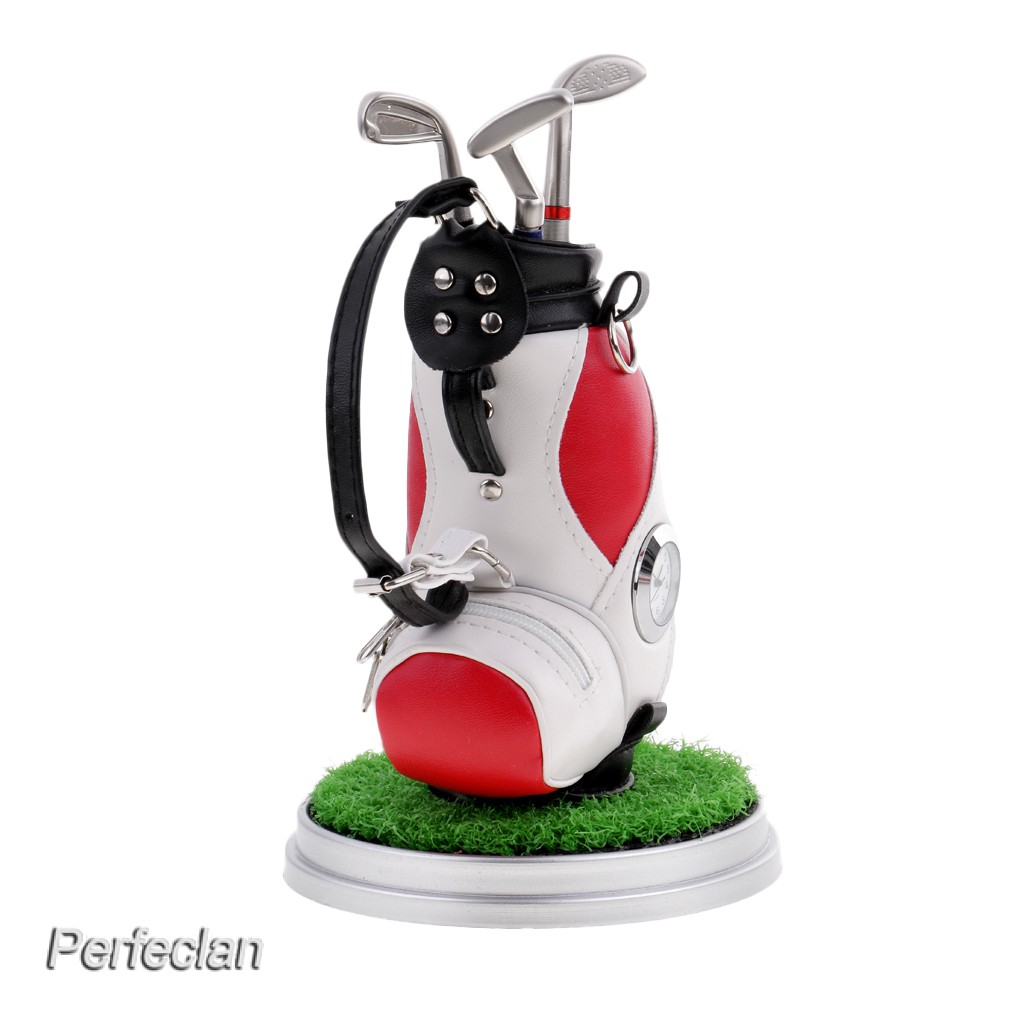 Giá Đỡ Túi Đựng Bút &amp; Đế Cỏ &amp; 3 Gậy Đánh Golf Để Bàn Trang Trí