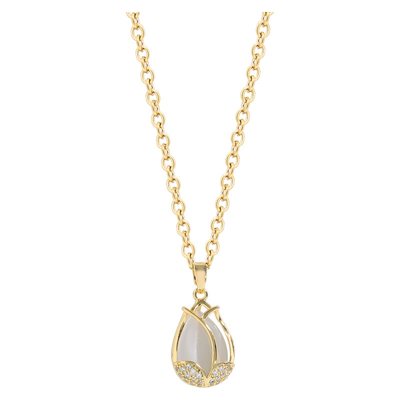 Fashionable Tulip Women's Pendant Titanium Steel 18K Gold Necklace