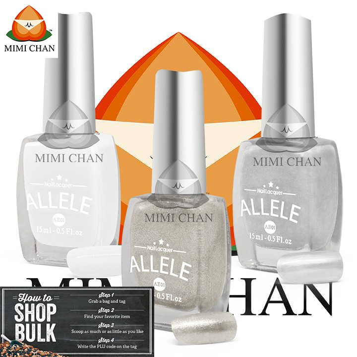 Các Màu Trắng Nhũ, Trắng Bạc, Trắng Sữa, Sơn Móng Tay Allele Chai 15ml, Tone Màu Cá Tính Không Độc Hại