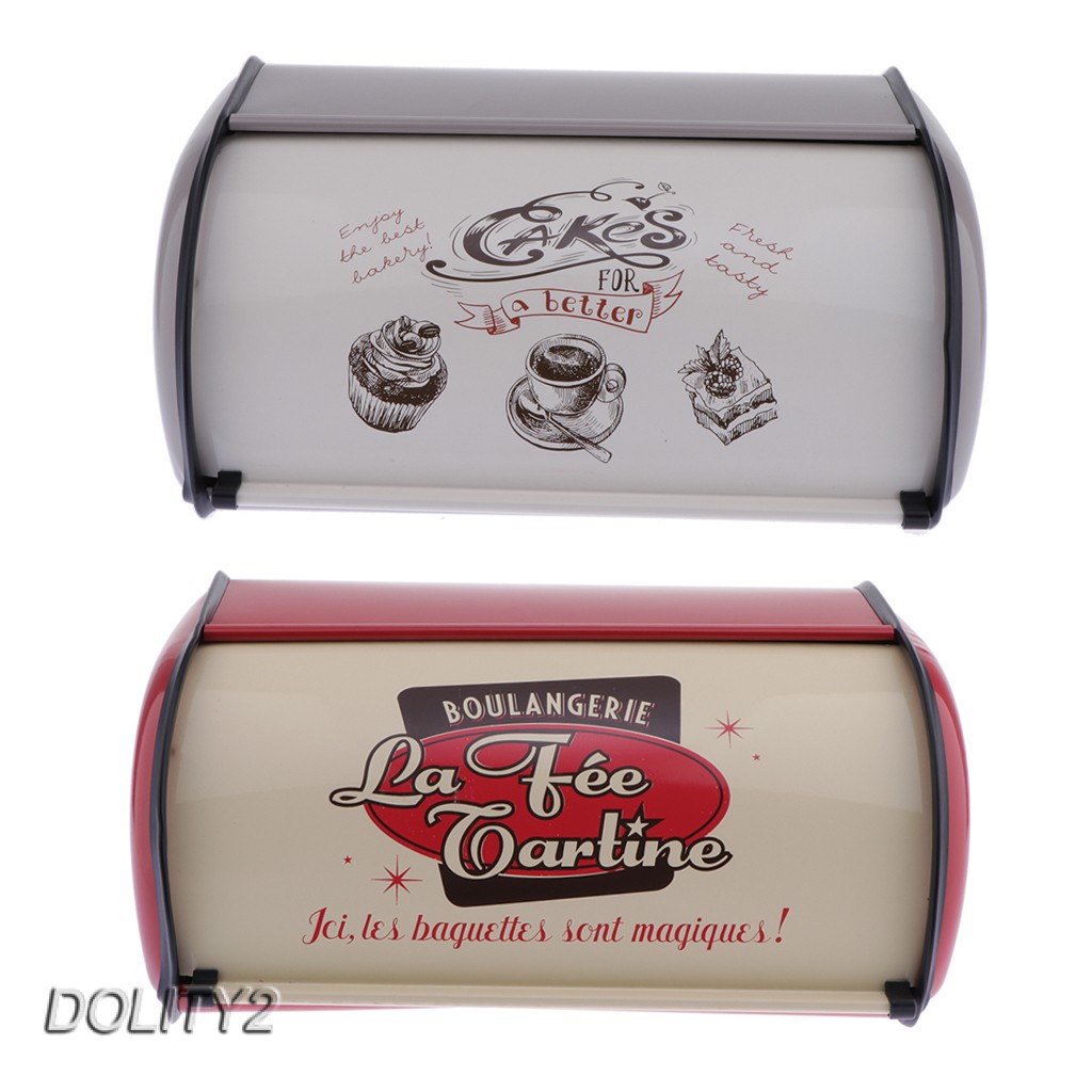 [Dolity2] Hộp Kim Loại Đựng Bánh Mì / Bánh Mì / Thức Ăn Nhà Bếp Màu Đỏ