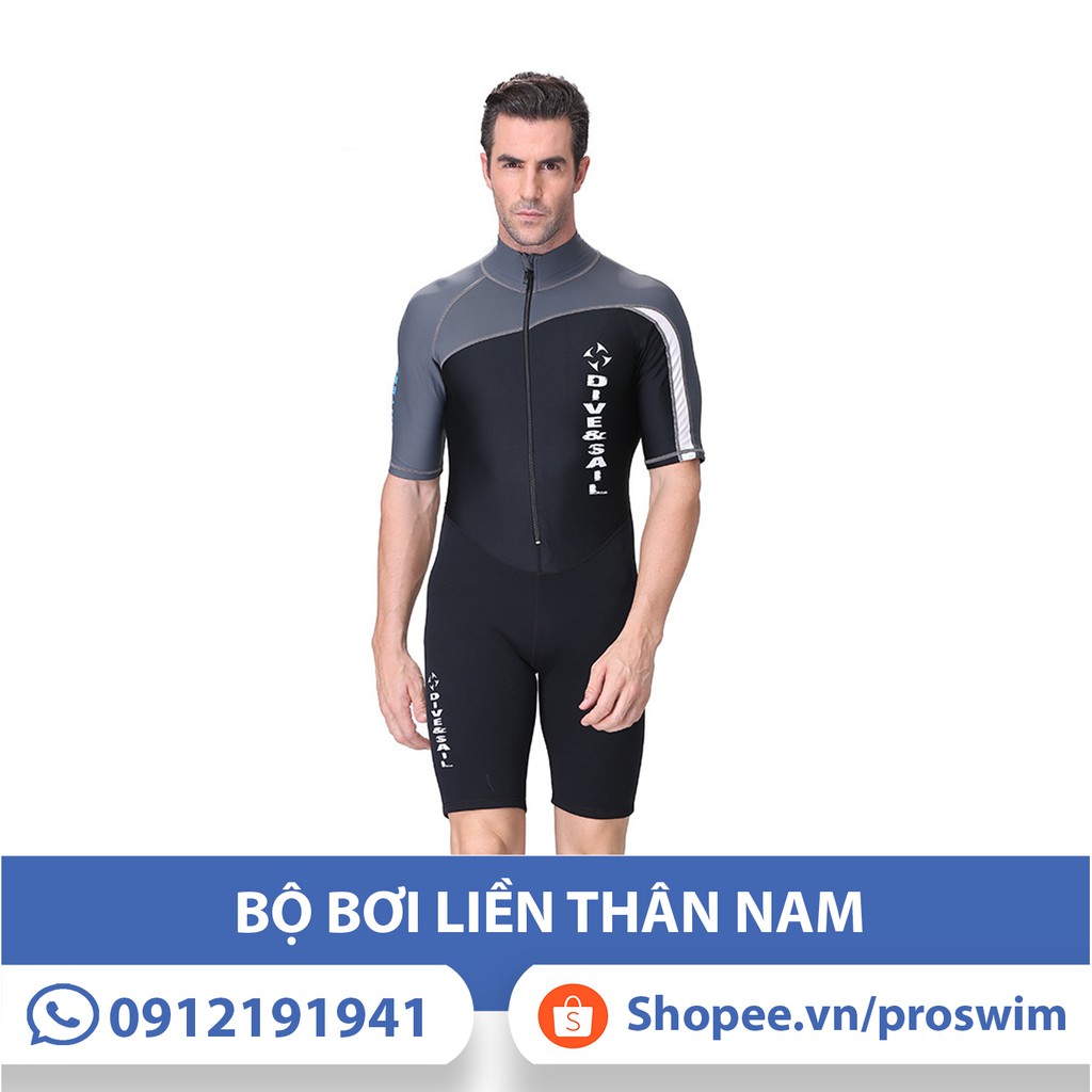 Bộ Bơi Áo Liền Quần 606 Đen Ghi | BigBuy360 - bigbuy360.vn