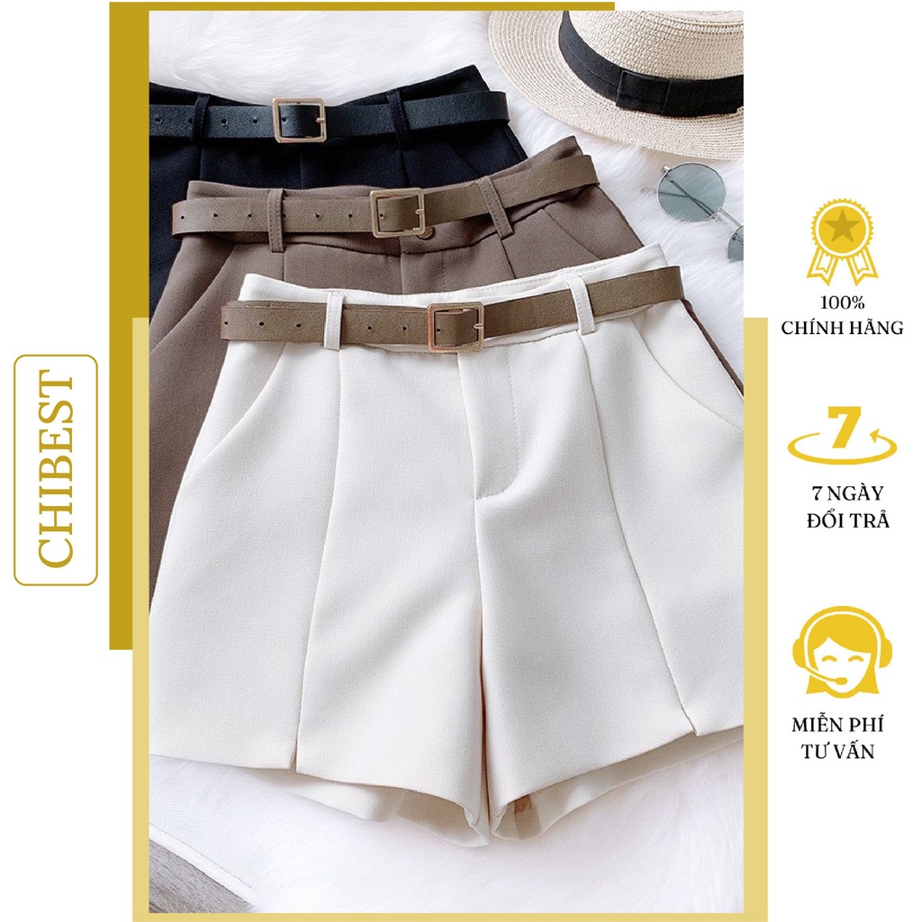 Quần short nữ quần đùi nữ sẻ line giữa kèm đai đẹp cạp cao ulzzang CHIBEST YQB24