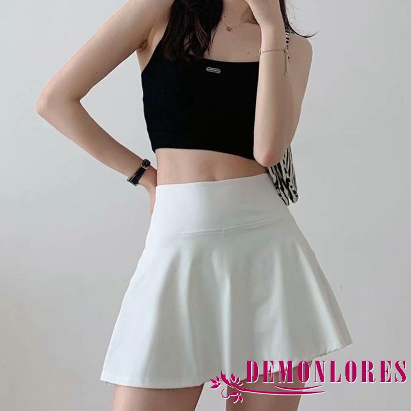 Chân Váy Thể Thao Màu Trơn Xẻ Tà Bên Hông Kèm Quần Short Lót Bên Cho Nữ Tập Thể Thao