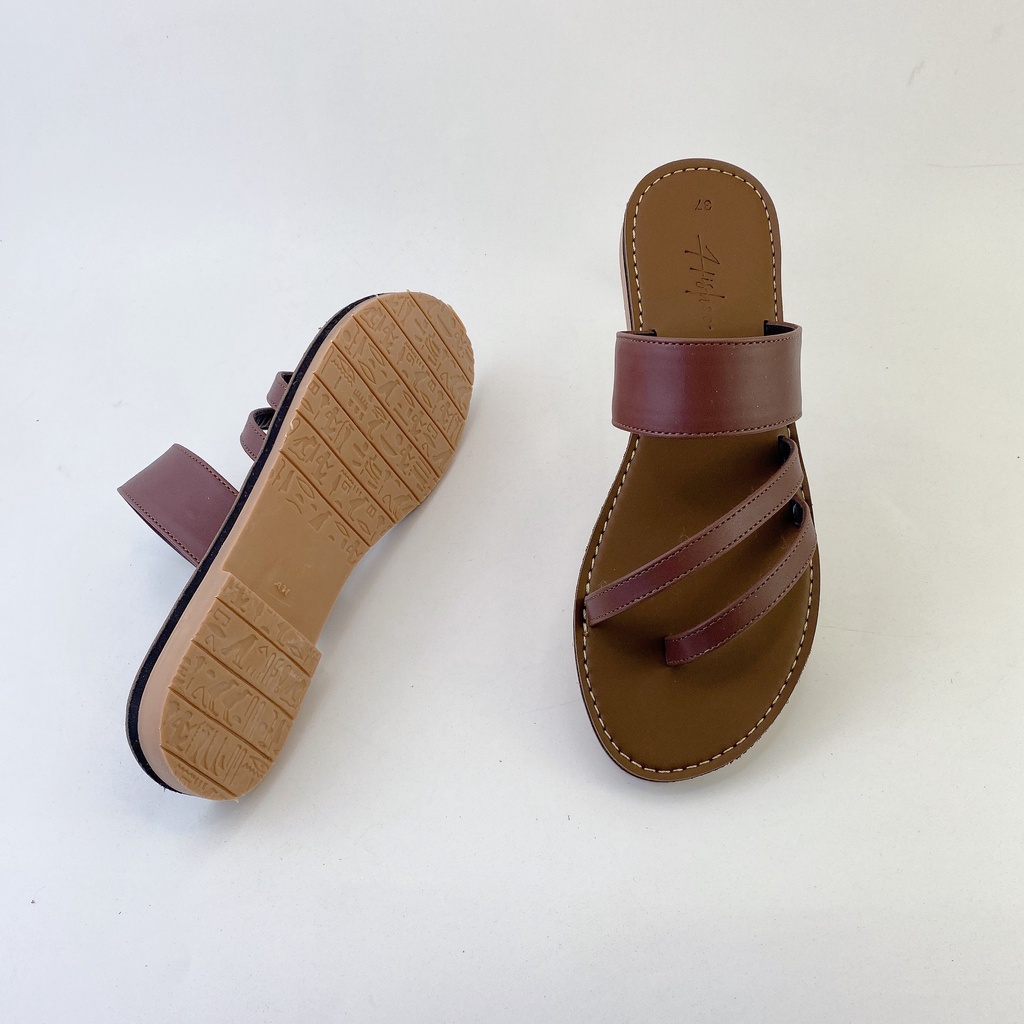 Dép nữ lê thấp dáng sandal đi biển quai ngang xỏ ngón đế bệt dây mảnh cao cấp chính hãng có Bigsize S035