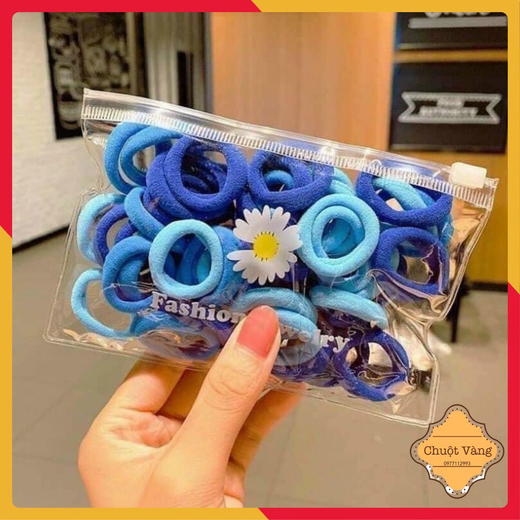 Dây thun cột tóc túi hoa cúc (gói 50 chiếc)