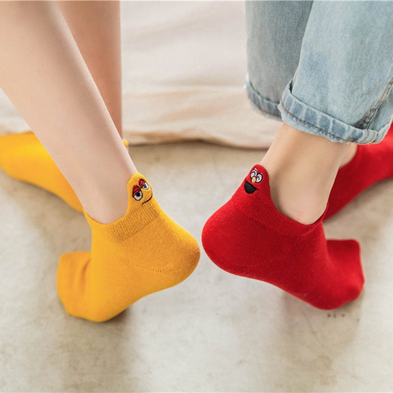 Vớ cotton mắt cá chân thêu hình đôi mắt sáng tạo dành cho cả nam và nữ