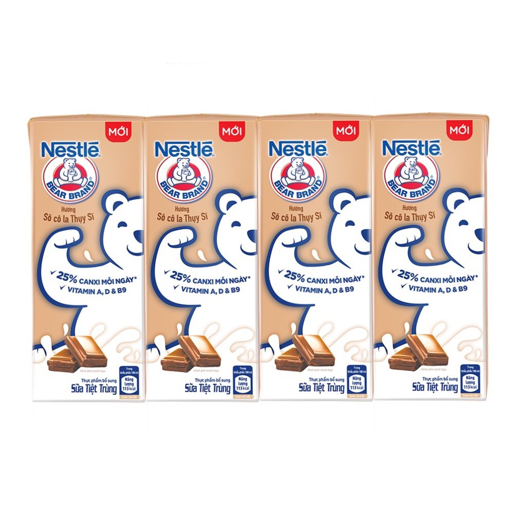 Sữa Nestlé Gấu Swiss Socola (Lốc 4 hộp x 180ml/hộp)
