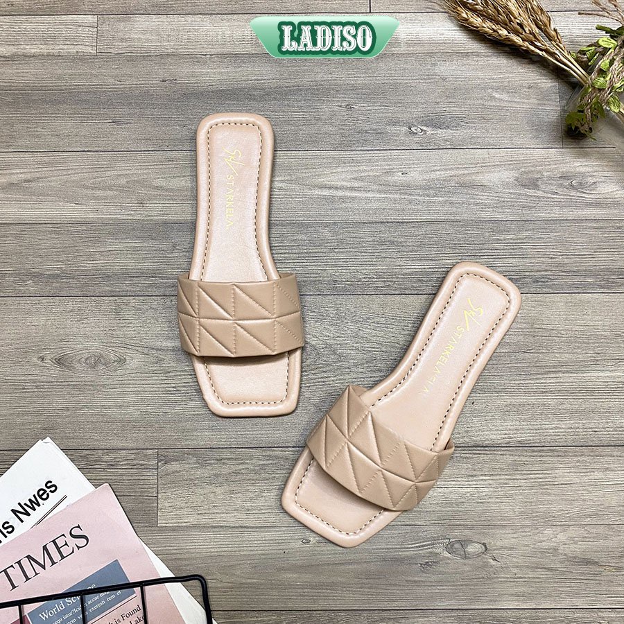 Dép nữ quai ngang da lì cao cấp phong cách đơn giản sang trọng quí phái LADISO TT378