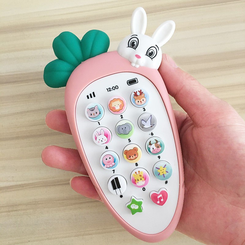 Điện thoại đồ chơi cho bé có nhạc và đèn thỏ cà rốt, hình ong giúp giải trí xả stress cao cấp