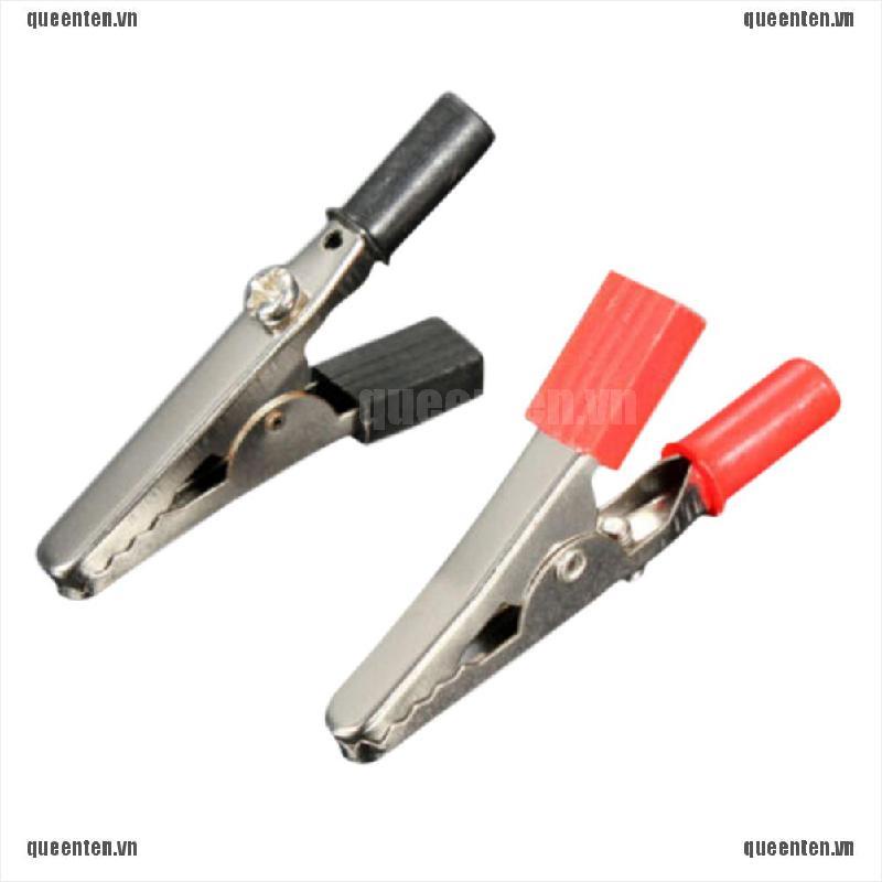 2Pcs Red Black Alligator Clip Clamp to 4mm Banana Female Jack Test Adapter 55mm QUVN