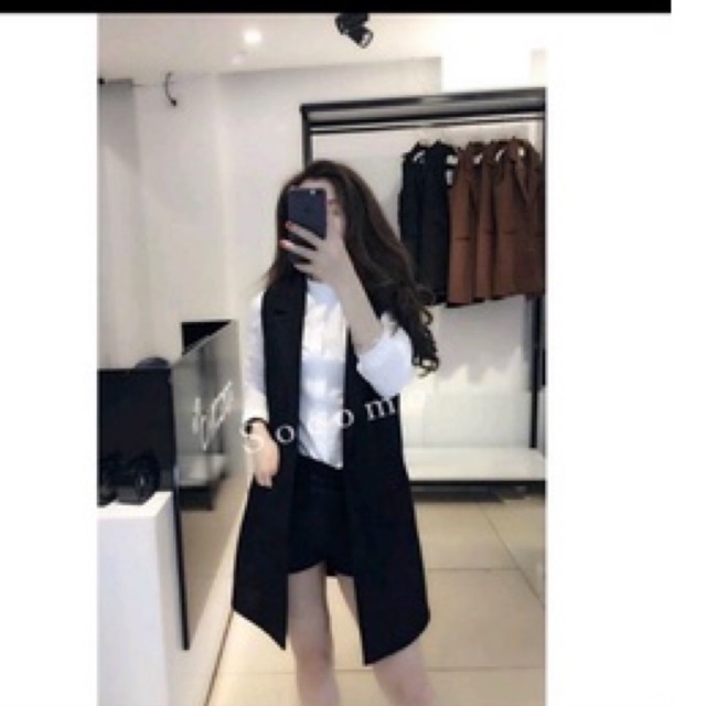 Sét vest 3 món áo sơ mi voan tay dài + sort và khoác gile như hình TRIPBLE TDRESS - size M/L/XL