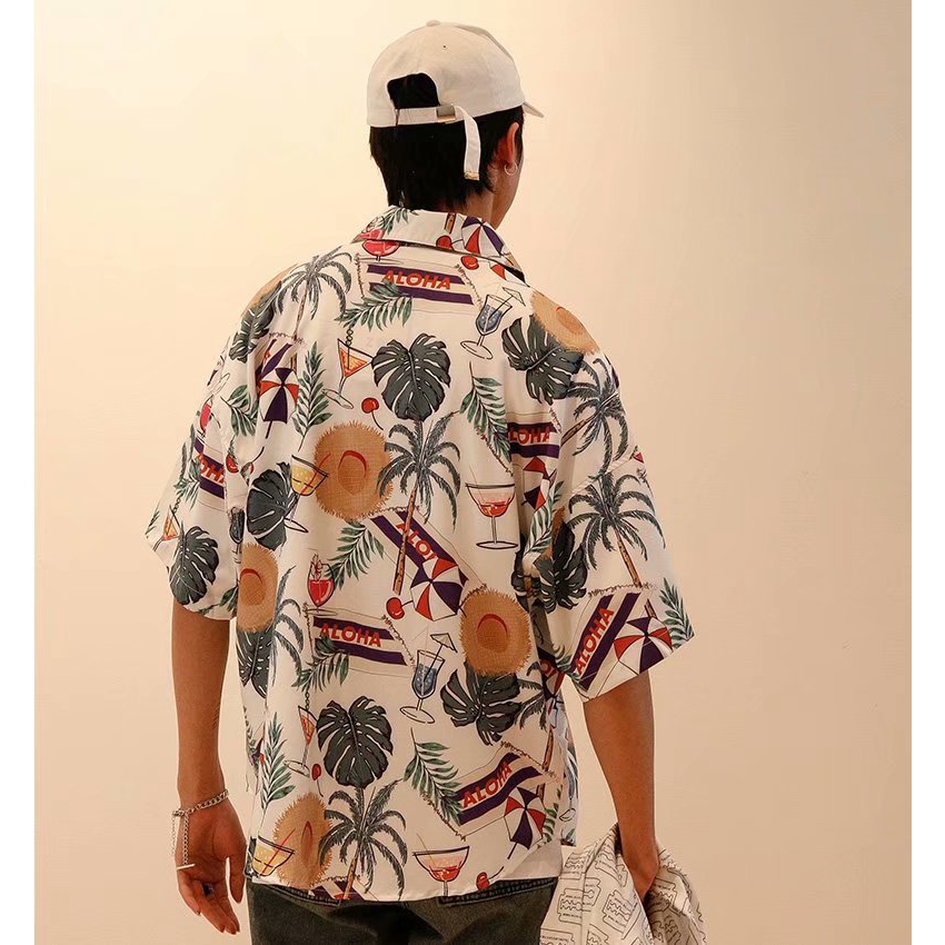 Áo sơ mi hoa văn dáng rộng ngắn tay thời trang đi biển cá tính | BigBuy360 - bigbuy360.vn