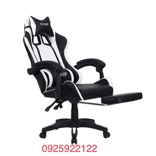 Ghế Gaming thiết kế công thái học, ghế xoay điều chỉnh độ cao, ngồi-nằm ngả lưng, có gối đầu lưng