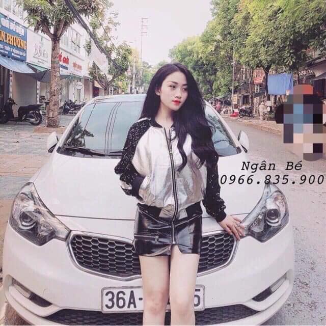 Áo khoác da phối kim tuyến kèm ảnh thật