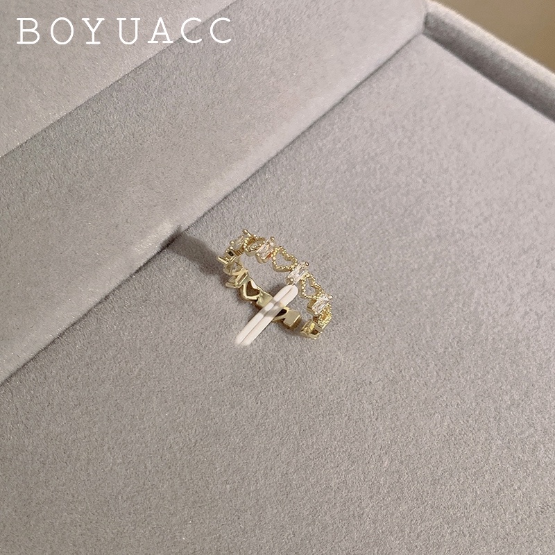 Nhẫn Hở Điều Chỉnh Chéo Phong Cách Hàn Quốc Cho Nữ