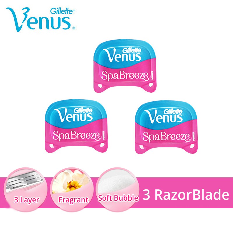 GILLETTE Set 3 Đầu Dao Cạo Lông Màu Hồng / Trắng Thoải Mái Dành Cho Nữ