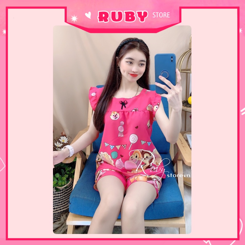 Đồ bộ nữ mặc nhà Hoạt Hình Free Size họa tiết dễ thương, chất kate mềm mịn mát ❤ Rubystorevn