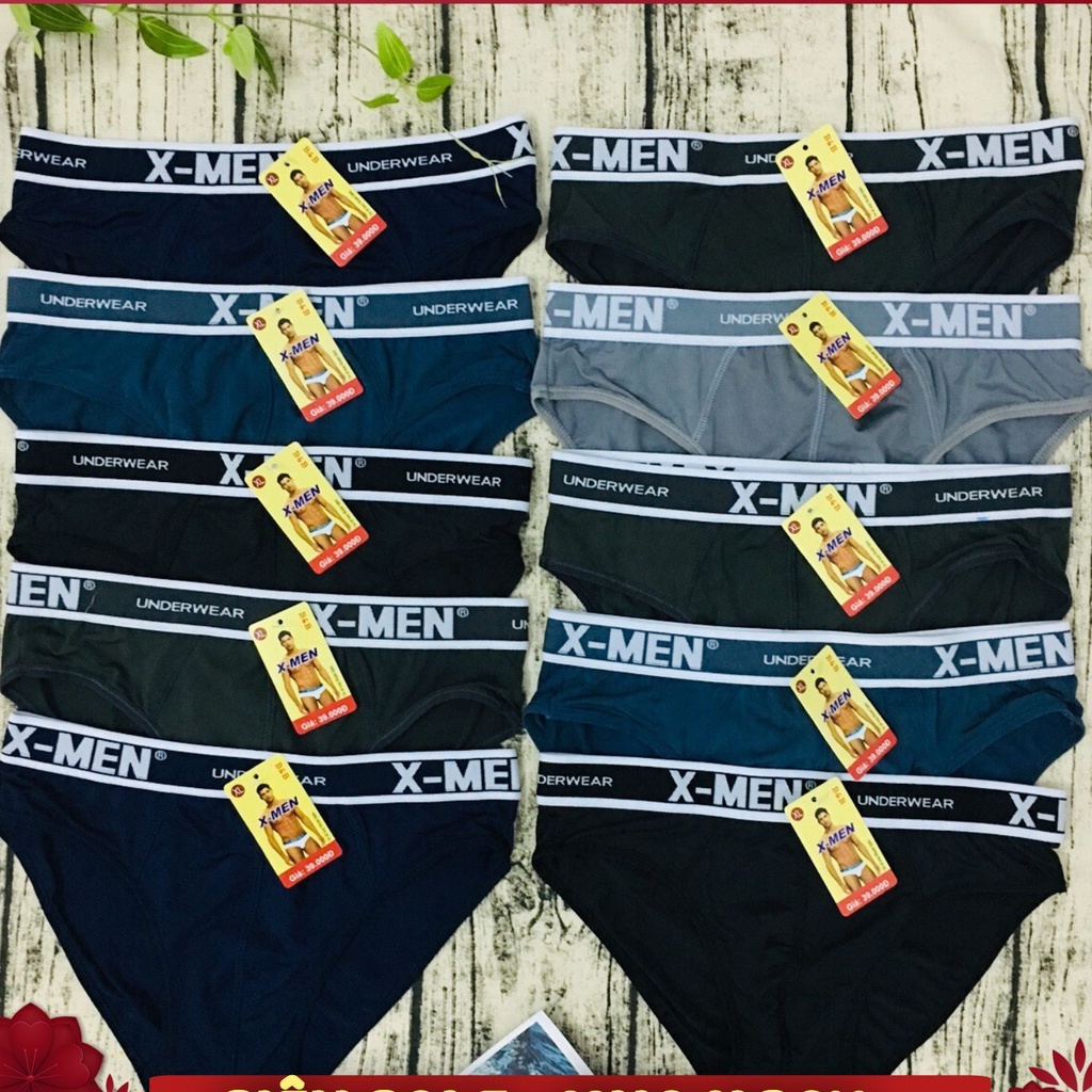 Combo 10 Quần Lót Nam X.MEN -  quần sịp xì nam co giãn X.men cao cấp thun lanh CHo mọi lứa tuổi từ 40-90kg XƯỞNG SỈ
