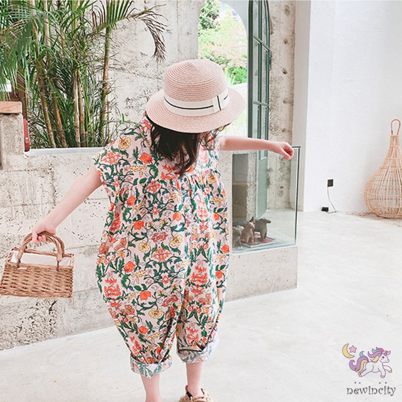 Áo Liền Quần In Hoa Cho Bé Gái