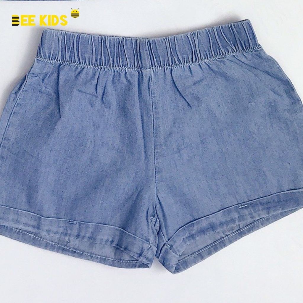 Bộ Đồ Cho Bé Short Jean Bee Kids Sát Nách Cổ Trụ Cúc Trước Ngực Quần Cạp Chun Cho Bé Gái (2 - 12 Tuổi) 7BJ01165SX