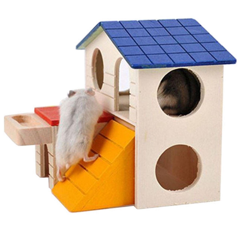 GIOVANNI Nhà Gỗ Hai Tầng DIY Dễ Thương Cho Chuột Hamster