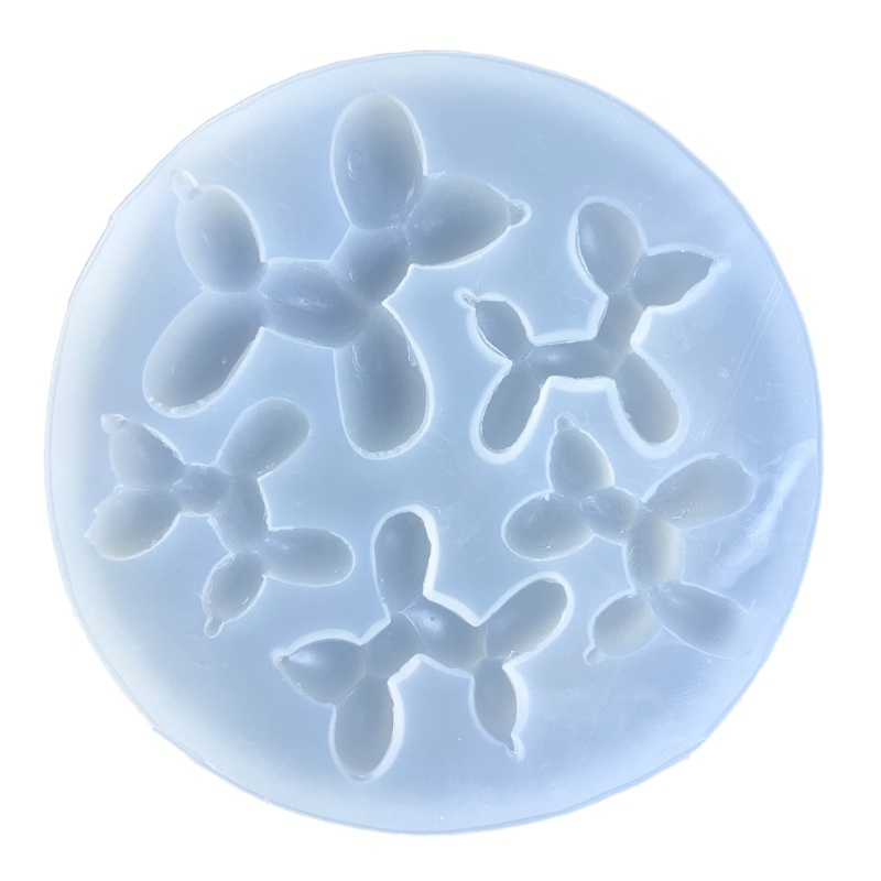 Khuôn Silicone Làm Móc Khóa Thủ Công DIY Hình Chú Chó Và Bong Bóng Đáng Yêu